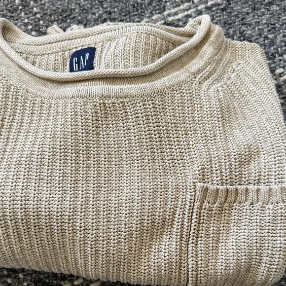 GAP Women's Beige Crew Neck Sweater 100% Cotton - Picture 4 of 4